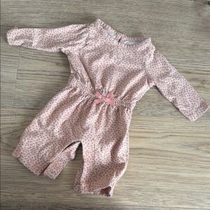 Pink Floral Baby One-Piece Romper with Bow